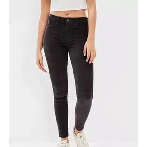 AMERICAN EAGLE Pants Womens 2 Short Corduroy Dark Grey High Rise Jegging Stretch